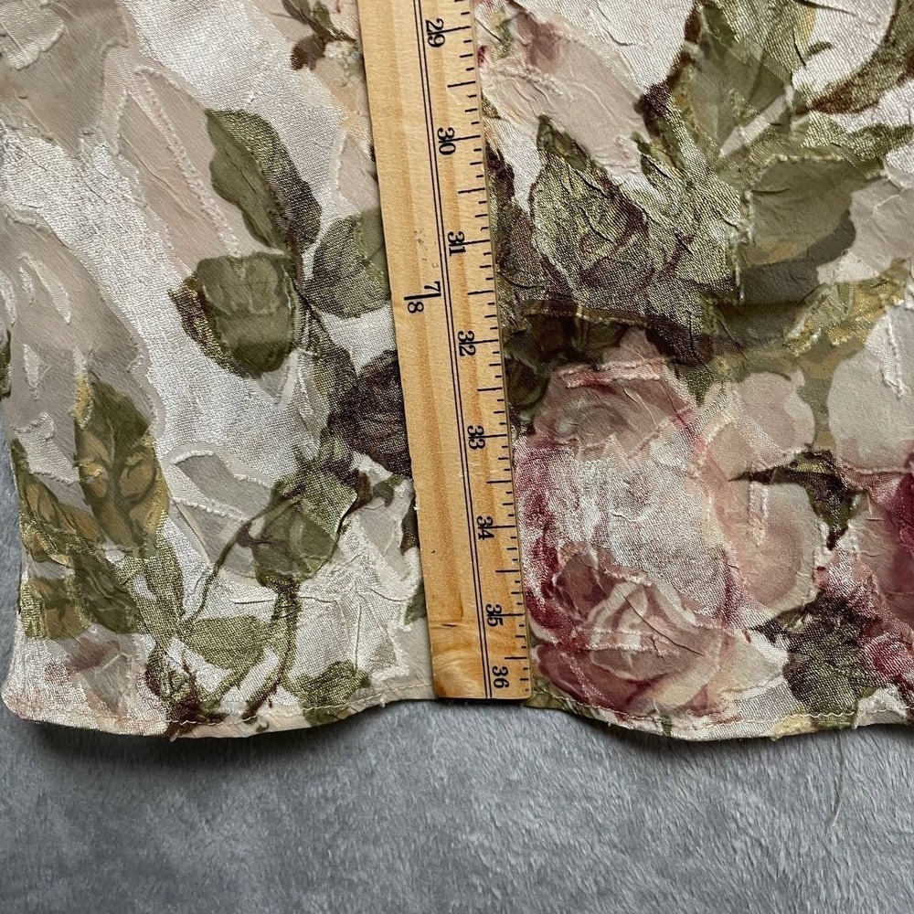 Vintage 90s Cottagecore Crinkle Satin Maxi Skirt Plus 18 Floral Stretch Waist - Picture 4 of 8